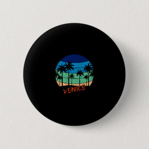 Venice Retro Vintage Sonnenuntergang Strand Design Button