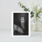 VENICE SAN MARCO TOWER AM ABEND B/W POSTKARTE (Stehend Vorderseite)