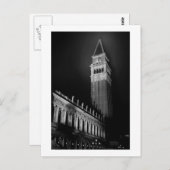 VENICE SAN MARCO TOWER AM ABEND B/W POSTKARTE (Vorne/Hinten)