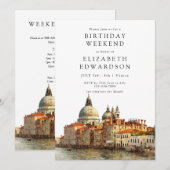 Venice Skyline Aquarell Geburtstags-Wochenende Einladung (Vorne/Hinten)