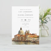 Venice Skyline Destination Photo Wedding Einladung (Stehend Vorderseite)