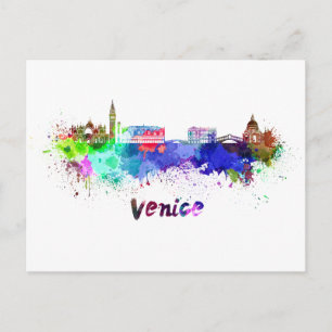 Venice-Skyline in Aquarell Postkarte