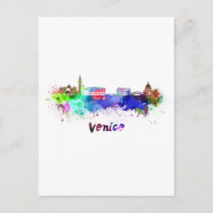 Venice-Skyline in Aquarell Postkarte