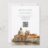 Venice Skyline Watercolor QR Code Wedding Einladung (Rückseite)