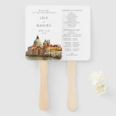 Venice Skyline Watercolor Wedding Program Fächer (Vorne und Hinten)