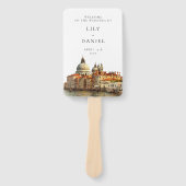 Venice Skyline Watercolor Wedding Program Fächer (Vorderseite)