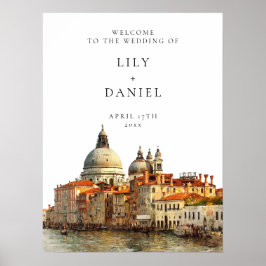 Venice Skyline Wedding Welcome Sign Poster