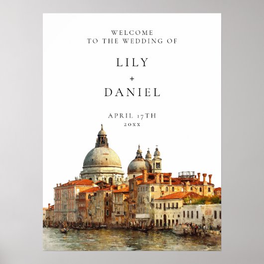 Venice Skyline Wedding Welcome Sign Poster (Vorne)
