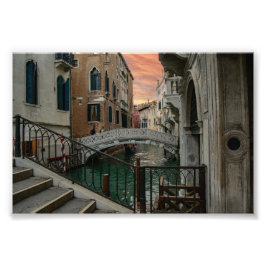Venice Sunset Canal & Bridge – Romantic Fotodruck