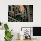 Venice Sunset Canal & Bridge – Romantic Poster (Heimbüro)