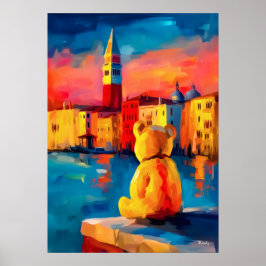 Venice Teddy Fauvist Sunset Canal Print Poster