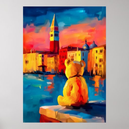 Venice Teddy Fauvist Sunset Canal Print Poster (Vorne)