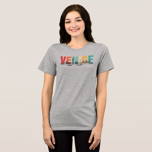 Venice Text with Skyline Tri-Blend Shirt (Vorderseite voll)