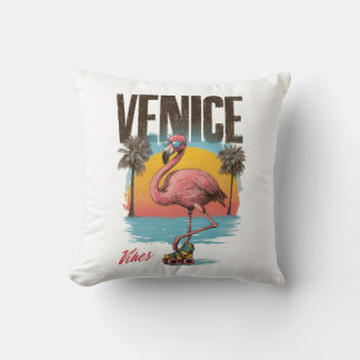 Venice Vibes Flamingo Retro Beach California Tropi Kissen