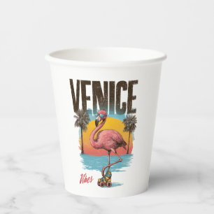Venice Vibes Flamingo Retro Strand Kalifornien Tro Pappbecher