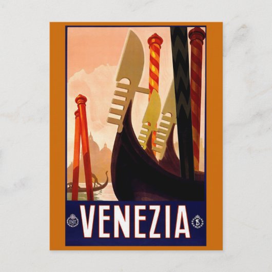 "Venice" Vintages italienisches Reiseplakat Postkarte (Vorderseite)