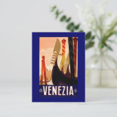 "Venice" Vintages italienisches Reiseplakat Postkarte (Stehend Vorderseite)