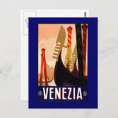"Venice" Vintages italienisches Reiseplakat Postkarte (Vorne/Hinten)