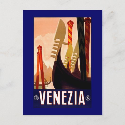 "Venice" Vintages italienisches Reiseplakat Postkarte (Vorderseite)