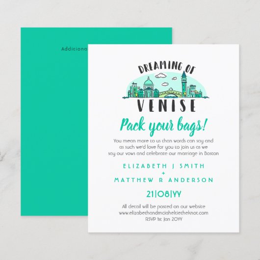 VENISE Wedding Handgezeichnete Skyline Moderne Ein (Vorne/Hinten)