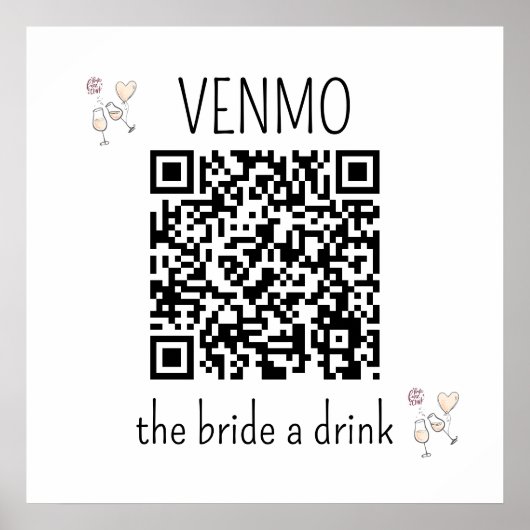 VENMO der Braut ein Drink QR Code Junggesellinnena Poster (Vorne)