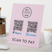 Venmo Paypal QR Code Scan to Pay Logo Rosa Sockelschild (In Situ)