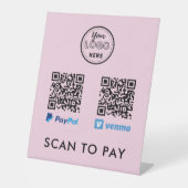 Venmo Paypal QR Code Scan to Pay Logo Rosa Sockelschild (Vorderseite)