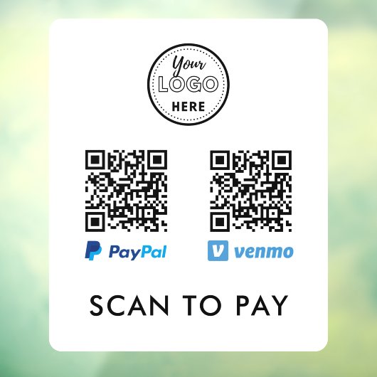 Venmo Paypal QR Code Scan to Pay Logo White Fensteraufkleber (Blatt 3)