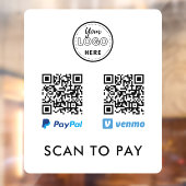Venmo Paypal QR Code Scan to Pay Logo White Fensteraufkleber (Blatt 2)