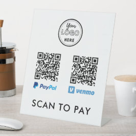 Venmo Paypal QR Code Scan to Pay Logo White Sockelschild