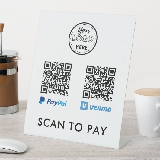 Venmo Paypal QR Code Scan to Pay Logo White Sockelschild (In Situ)