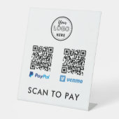 Venmo Paypal QR Code Scan to Pay Logo White Sockelschild (Vorderseite)
