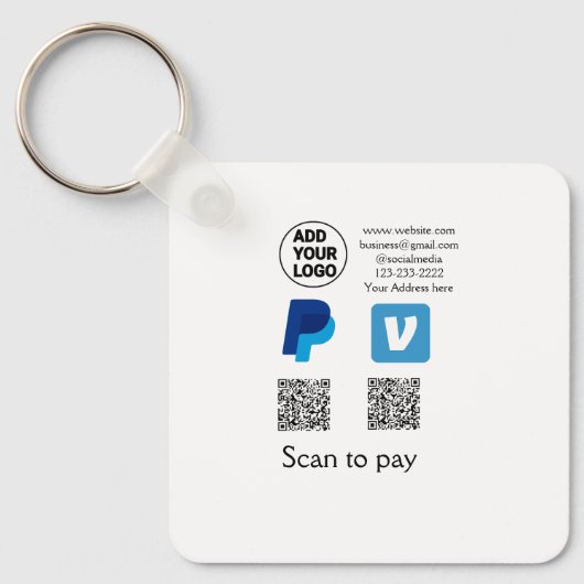 Venmo paypal scan to pay add q r code logo text na schlüsselanhänger (Vorderseite)