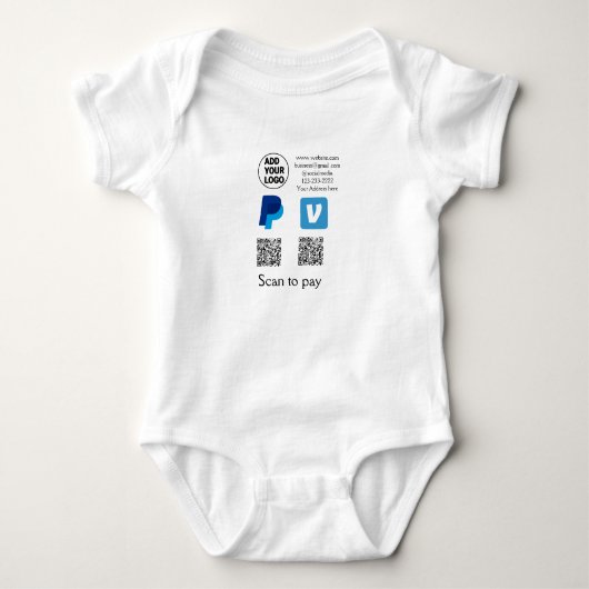 Venmo PayPal-Scan zu zahlen q oder Code-Logo-Text Baby Strampler (Vorderseite)