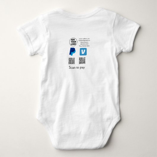 Venmo PayPal-Scan zu zahlen q oder Code-Logo-Text Baby Strampler (Rückseite)