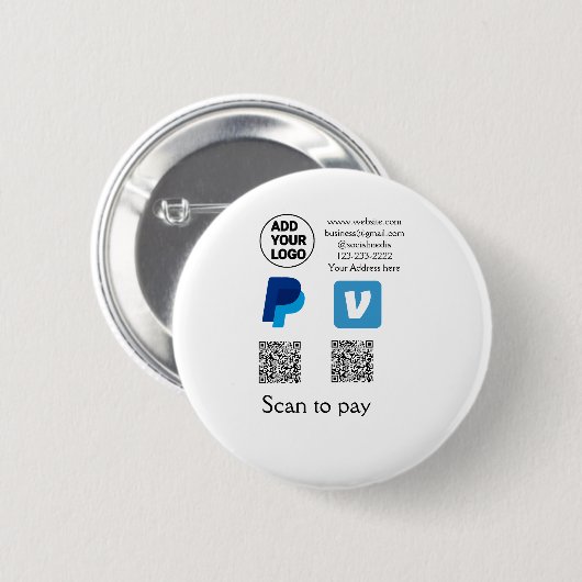 Venmo PayPal-Scan zu zahlen q oder Code-Logo-Text Button (Vorne & Hinten)