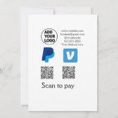 Venmo PayPal-Scan zu zahlen q oder Code-Logo-Text Einladung (Rückseite)