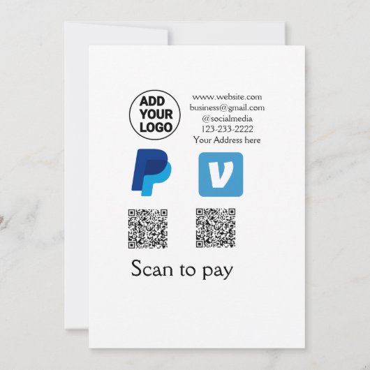 Venmo PayPal-Scan zu zahlen q oder Code-Logo-Text Einladung (Rückseite)