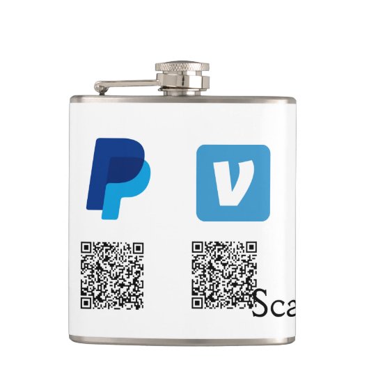 Venmo PayPal-Scan zu zahlen q oder Code-Logo-Text Flachmann (Vorderseite)