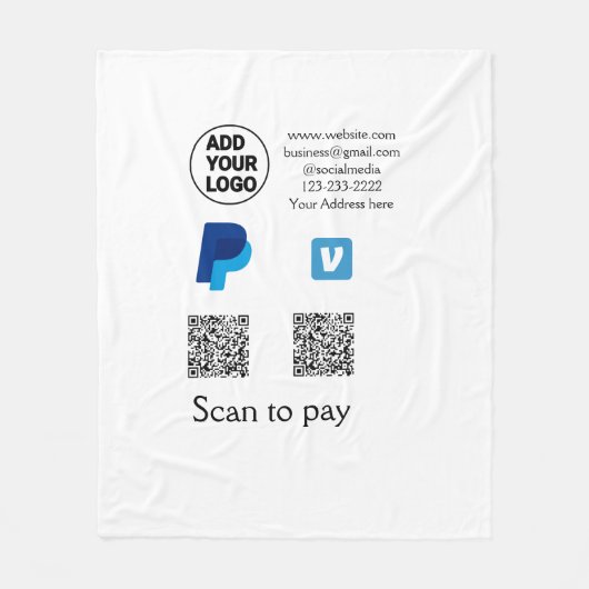 Venmo PayPal-Scan zu zahlen q oder Code-Logo-Text Fleecedecke (Vorderseite)