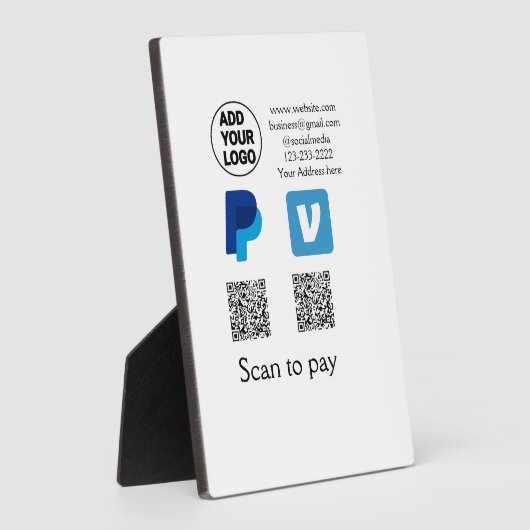 Venmo PayPal-Scan zu zahlen q oder Code-Logo-Text Fotoplatte (Seite)