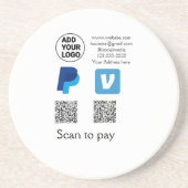 Venmo PayPal-Scan zu zahlen q oder Code-Logo-Text Getränkeuntersetzer (Vorne)