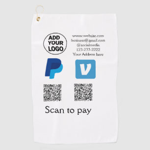 Venmo PayPal-Scan zu zahlen q oder Code-Logo-Text Golfhandtuch