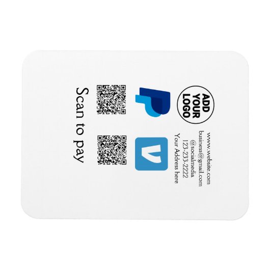 Venmo PayPal-Scan zu zahlen q oder Code-Logo-Text Magnet (Horizontal)