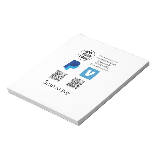 Venmo PayPal-Scan zu zahlen q oder Code-Logo-Text Notizblock (Rotiert)