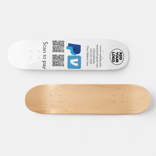 Venmo PayPal-Scan zu zahlen q oder Code-Logo-Text Skateboard (Horizontal)