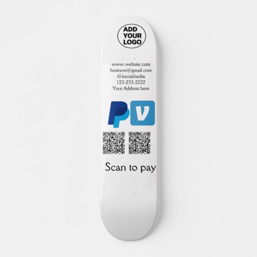 Venmo PayPal-Scan zu zahlen q oder Code-Logo-Text Skateboard (Vorne)