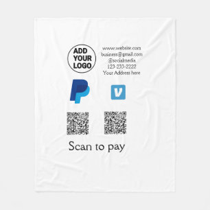 Venmo PayPal Scan zum Bezahlen QR-Code-Logo-Text n Fleecedecke