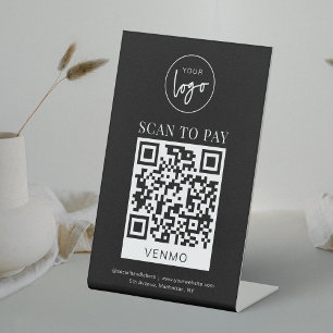 Venmo QR Code Bezahlung Minimaler schwarzer Logos Sockelschild