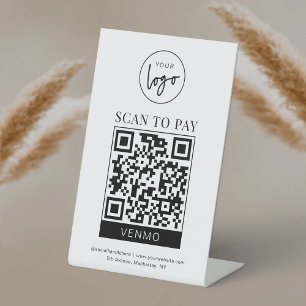 Venmo QR Code Bezahlung Minimalistische Logo Scan Sockelschild